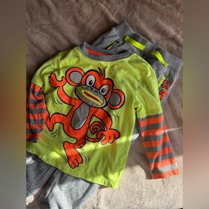 Healthtex Neon Green and Gray Monkey Kids Matching Set